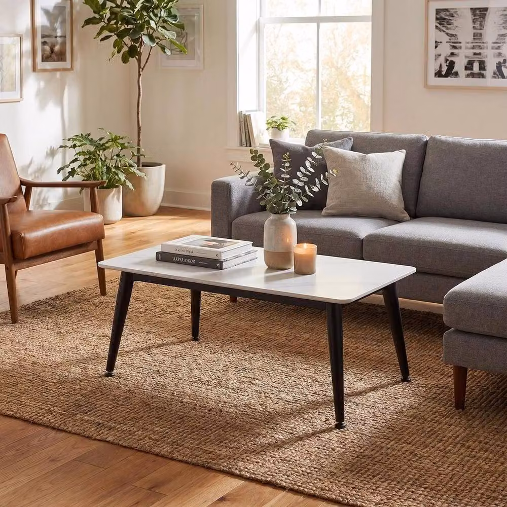 KORVIXA Monaco Modern Square Coffee Table in White, W/D: 100 x 100 cm – 3