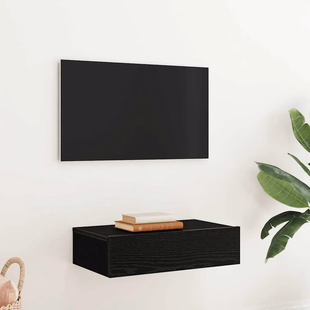 Berkfield Home Modern TV Cabinet with LED Lights in Black Oak, W: 60 cm, D: 35 cm, H: 15.5 cm – 4