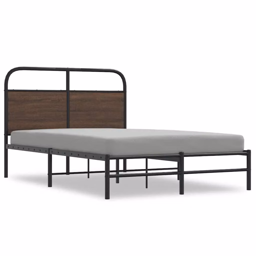 Berkfield Home Small Double Bed Frame in Brown Oak, W/D/H: 120 x 200 cm – 1