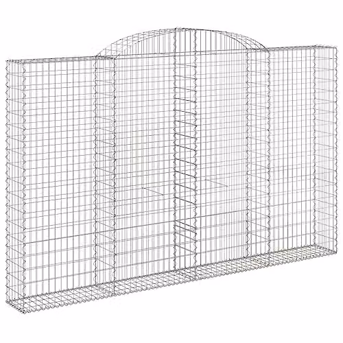 vidaXL Arched Gabion Basket in Silver, Galvanised Steel, W: 300 cm, D: 30 cm, H: 180/200 cm