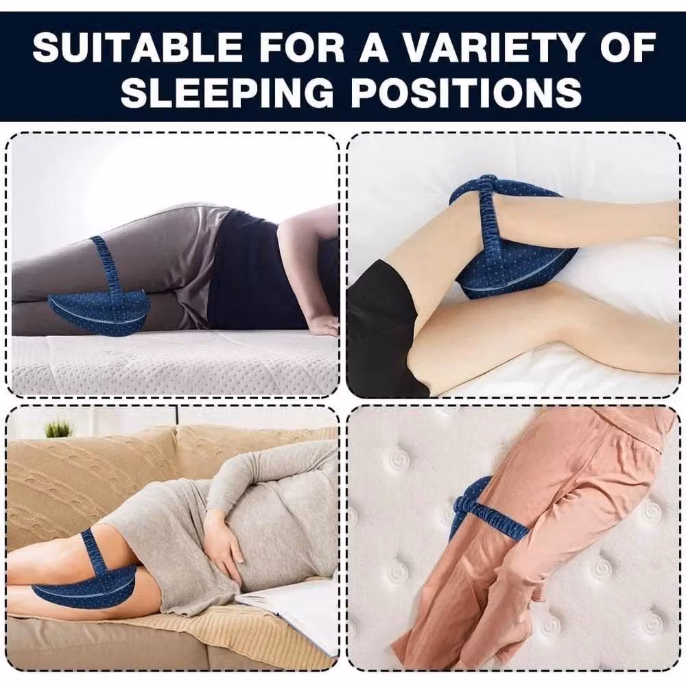 NESTLUNE Ergonomic Memory Foam Knee Pillow and Leg Support Cushion in Blue – 3