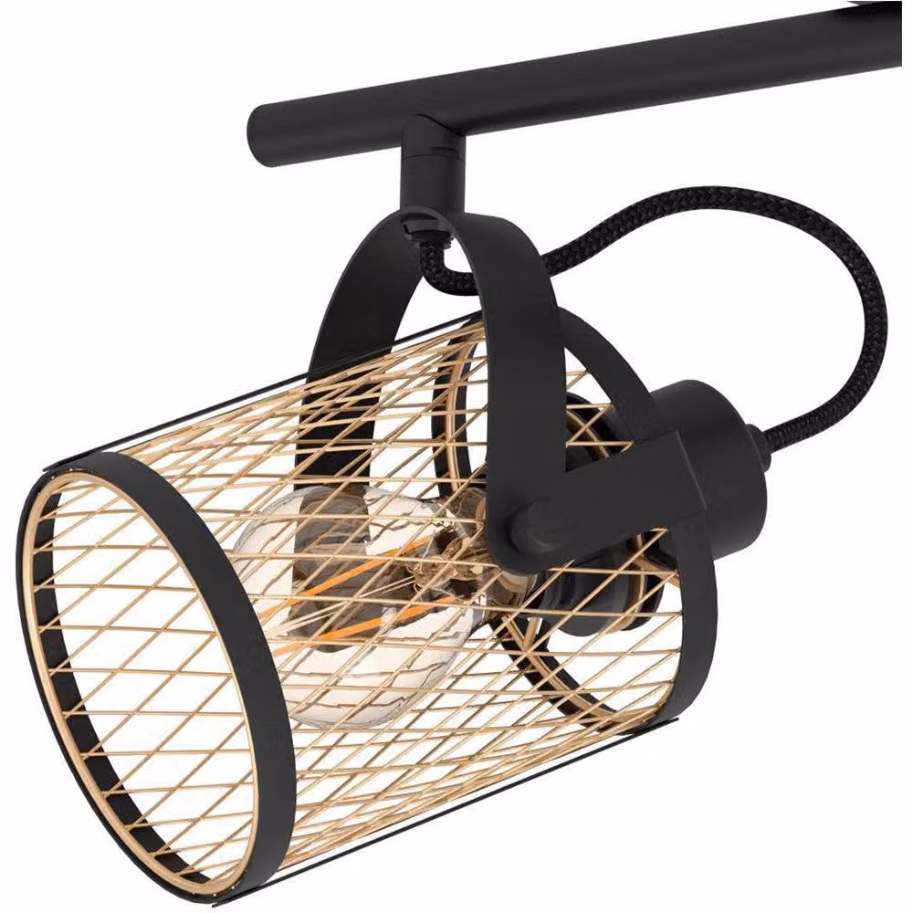 Loops Modern Black Metal Double Ceiling Spotlight with E27 Fitting – 3