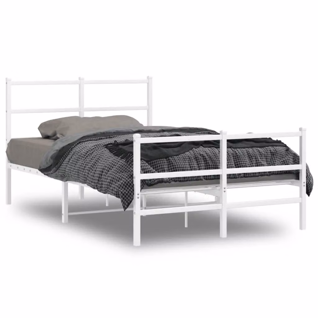 Berkfield Home Metal Bed Frame with Footboard, White, W/D/H: 120 x 190 cm – 2