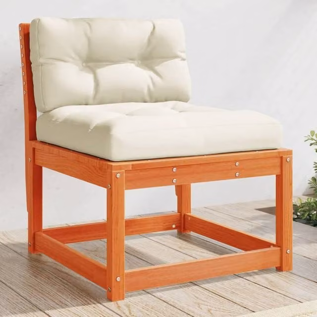 Berkfield Home 2-Piece Garden Sofa Set with Upholstered Fabric Cushions in Wax Brown Solid Pine Wood