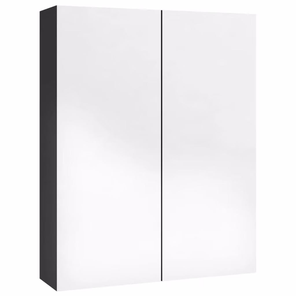 Berkfield Home Modern Glossy Black Bathroom Mirror Cabinet with Hinged Doors, W/D/H: 60 x 15 x 75 cm – 4
