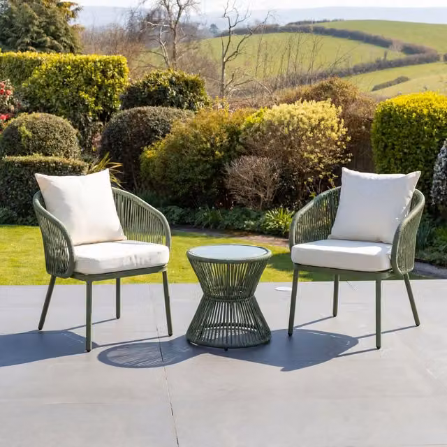 Artemis Home Florent Polyrattan Patio Bistro Set in Green and Beige