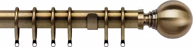 Terrys Globe 35mm Metal Straight Curtain Pole in Antique Brass