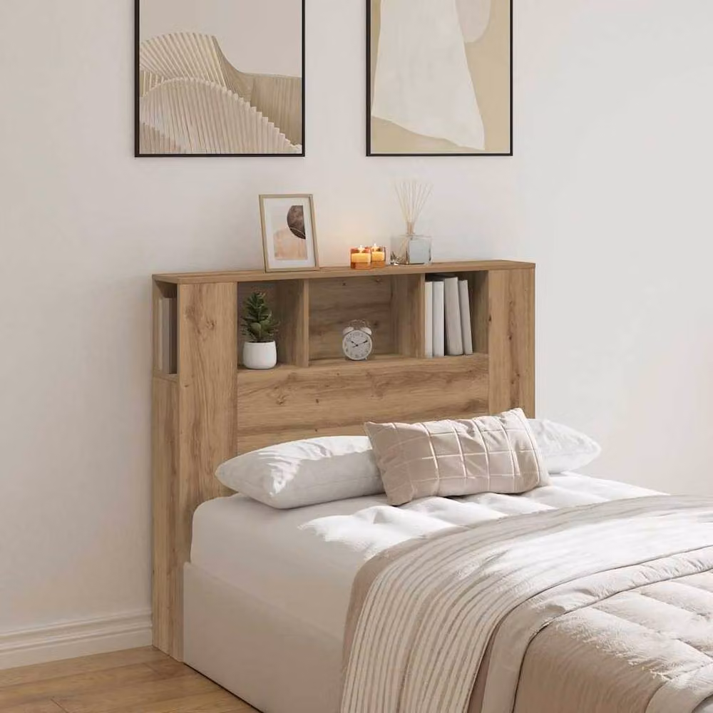 Berkfield Home Artisan Oak Headboard Cabinet in Brown, W/D/H: 120 x 19 x 104.5 cm – 2