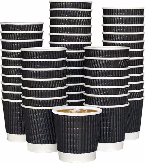 ECONX Black Disposable Ripple Paper Mug 118.29 ml
