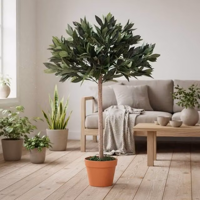 Wyld Haus Niladi Artificial Mediterranean Olive Tree in a Green and Orange Pot
