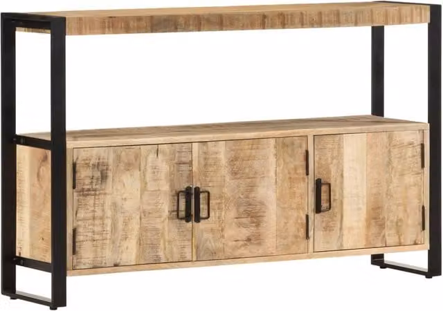 Berkfield Home Industrial Side Cabinet in Brown Solid Mango Wood, W/D/H: 120 x 30 x 75 cm – 1