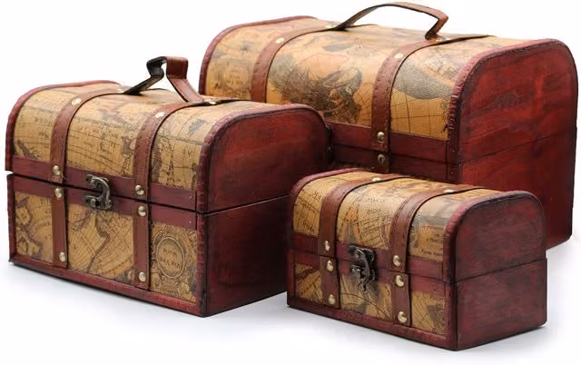 KDMD Old Map Chest Set of 3 in Yellow – 1