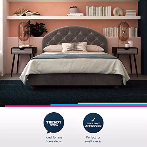 DHP Aspen Upholstered Double Bed in Grey Velvet – 9