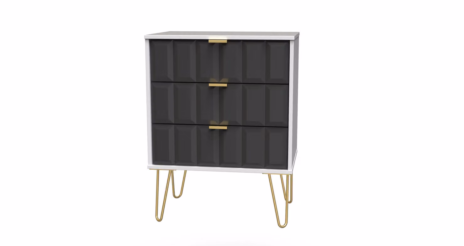 Ready Assembled 2 U Metro 3 Drawer Chest in Dark Grey and Gold – 2