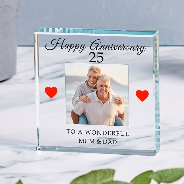 Uniqueful Personalised Glass Token Anniversary Keepsake in Transparent and Beige