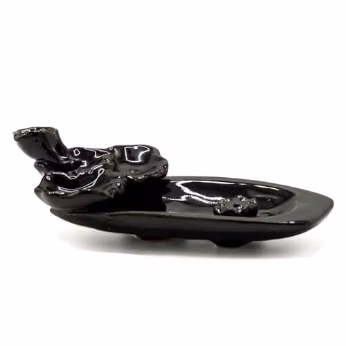 KDMD Black Ceramic Lotus Pond Backflow Incense Burner and Stick Holder – 1