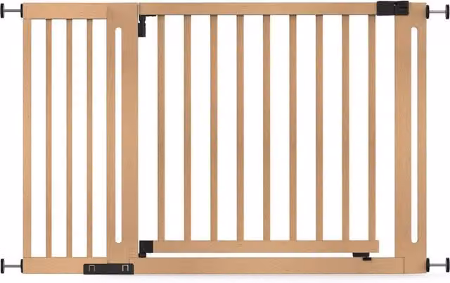 Safetots Elegance No-Drill Extendable Wood Swing Door Baby Gate in Natural