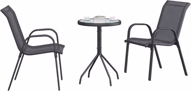 Berkfield Home Modern 3 Piece Garden Bistro Set in Anthracite Grey Textilene and Steel