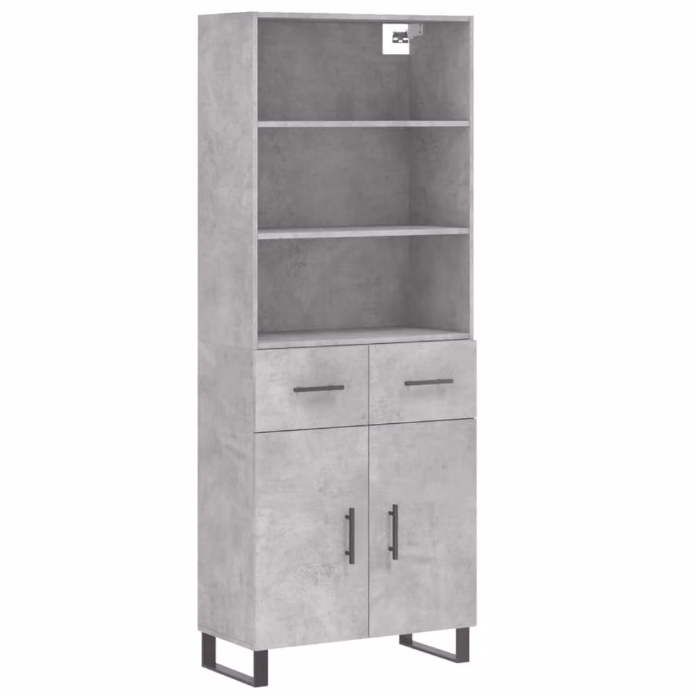 Berkfield Home Highboard in Concrete Grey, W/D/H: 69.5 x 34 x 180 cm – 3