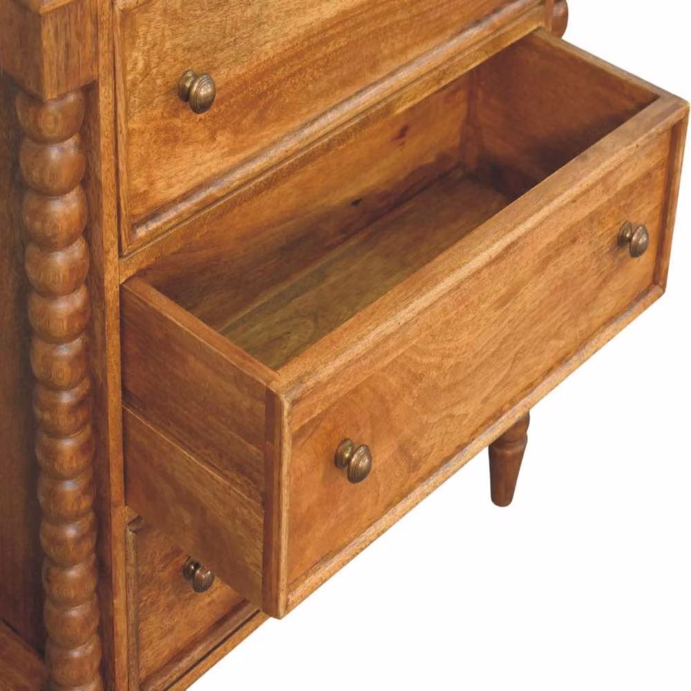 STILVORA Classic Oak Chest of Drawers with 3 Drawers and Spindle Legs in Brown – 2