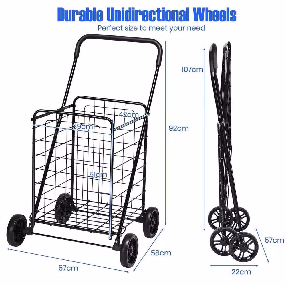 SPETLEK Portable Utility Grocery Rolling Cart, 83L, Black – 2