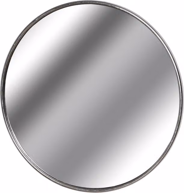 KDMK Large Round Metal and Glass Wall Mirror in Silver, Diameter: 125 cm