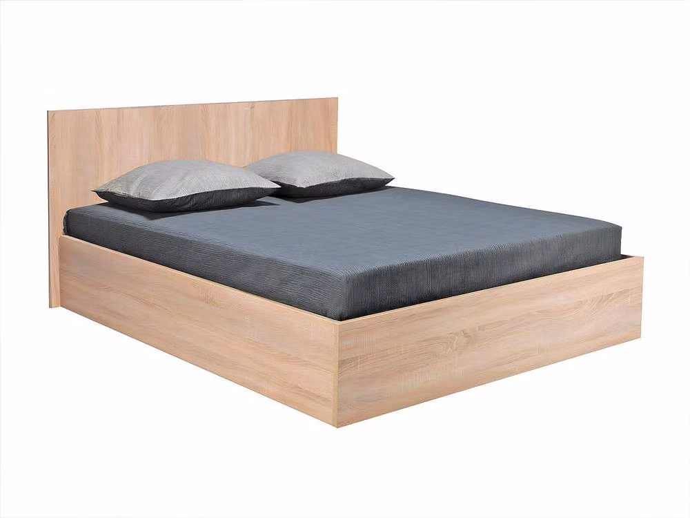 Vente-unique ELPHEGE Lift-Up Storage Bed in Light Oak and Beige, W/D/H: 160 x 200 x 78 cm – 2