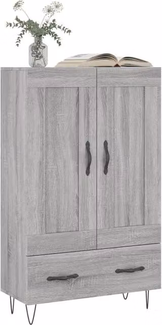Berkfield Home Grey Sonoma Highboard with Hinged Doors and Internal Shelves, W/D/H: 69.5 x 31 x 115 cm – 1