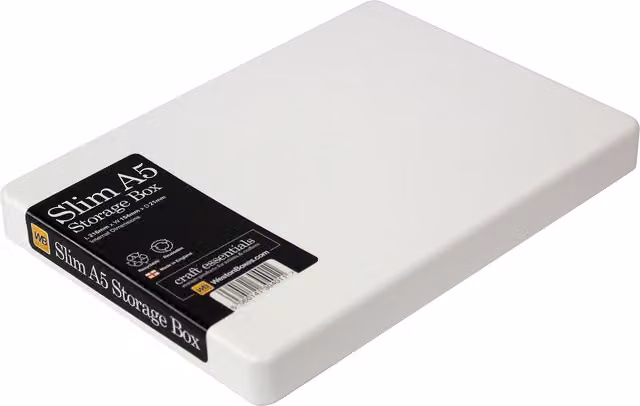 WestonBoxes A5 Slim Plastic Document Boxes with Lids, White (Pack of 5)
