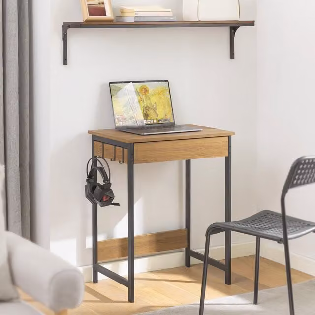 SoBuy Industrial Computer Desk in Brown and Black
