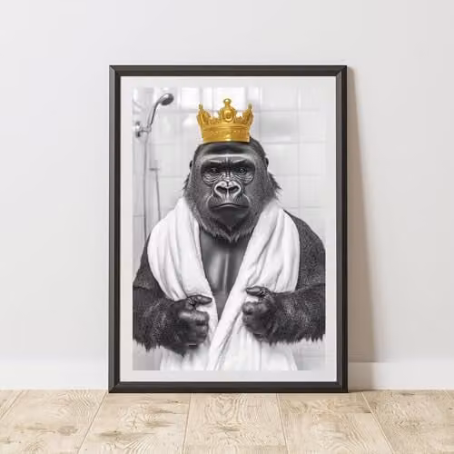 60 Second Makeover Gorilla Crown Animal Print Paper Poster, A4, Multicolour