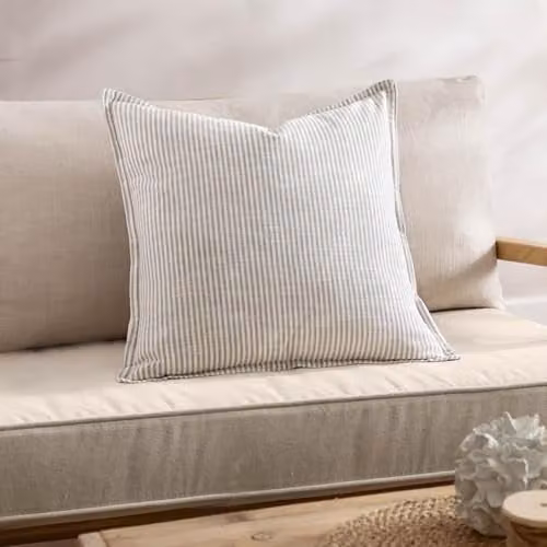 Riva Home Striped Square Cotton and Polyester Filled Cushion, Beige, W/D/H: 45 x 45 x 45 cm – 2
