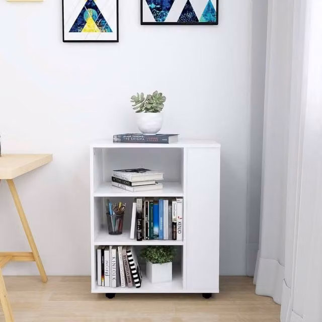 Berkfield Home Rolling Cabinet in White, W/D/H: 60 x 35 x 75 cm – 1