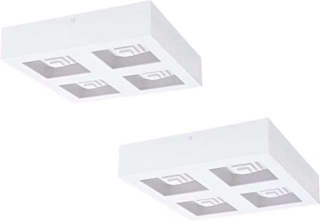 Loops 2 Pack Modern White Square LED Wall and Ceiling Light, W/D/H: 27 x 27 x 27 cm, 6.3W – 1