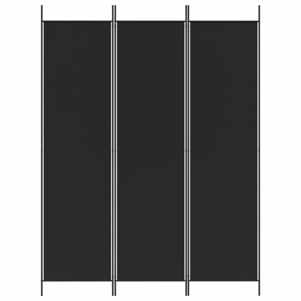 Berkfield Home 3-Panel Black Fabric Room Divider W: 150 cm, H: 200 cm – 3
