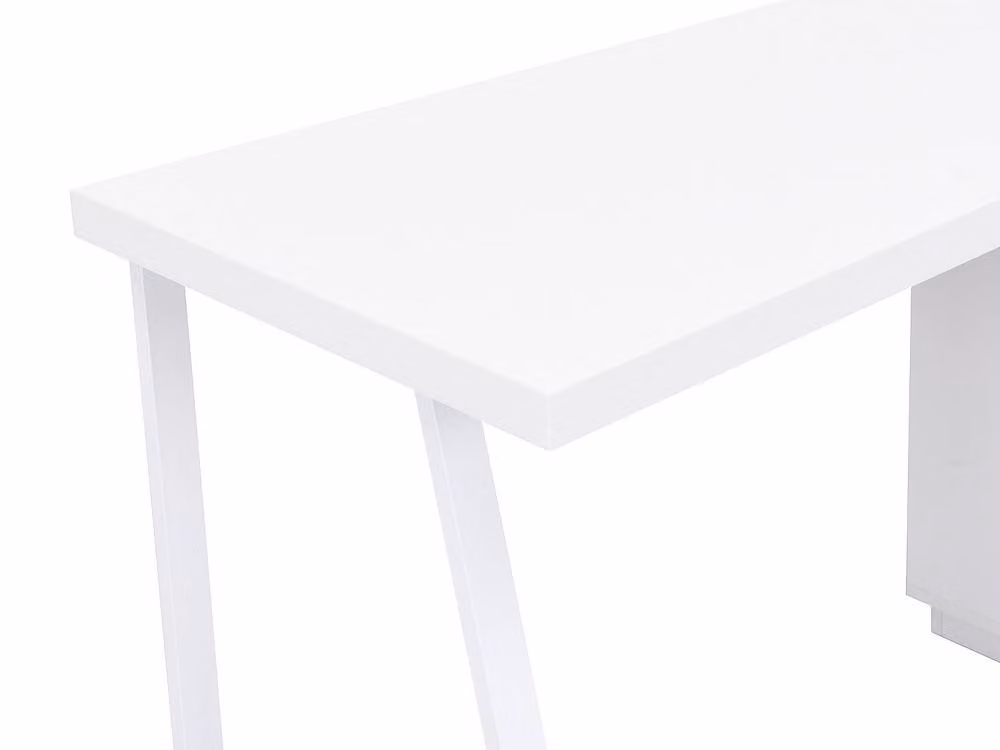 Vente-unique Modern Writing Desk with 1 Drawer and 1 Door in White, W/D/H: 140 x 60 x 75 cm – 2
