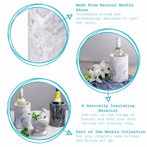Argon Tableware Marble Wine Bottle Cooler, Black – 2