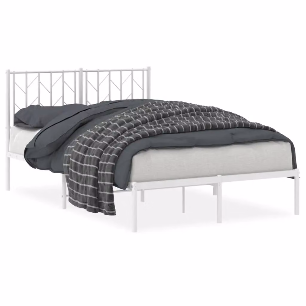 Berkfield Home Metal Bed Frame with Headboard, White, W/D/H: 120 x 200 cm – 2