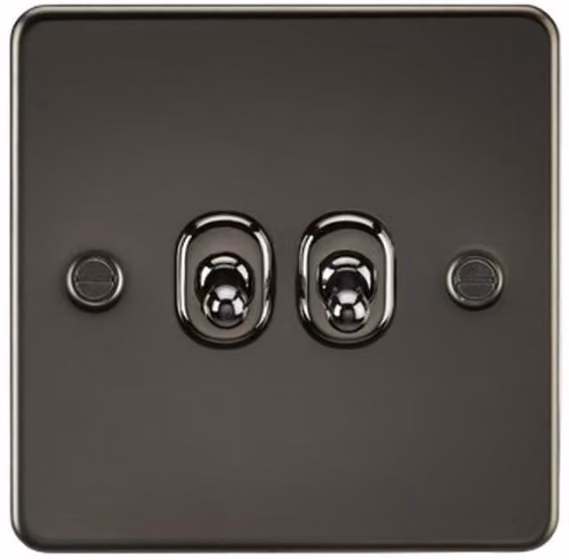 Knightsbridge Flat Plate 2-Way Toggle Switch in Grey Metal