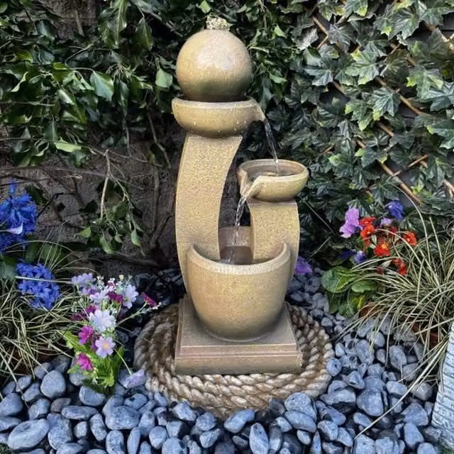 Tranquility Companion Traditional Solar Cascade Water Feature in Grey Stone Finish