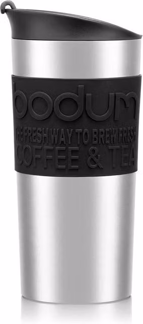Bodum Vacuum Insulated Travel Mug with Lid, Stainless Steel and Silicone, Black, 350ml – 7