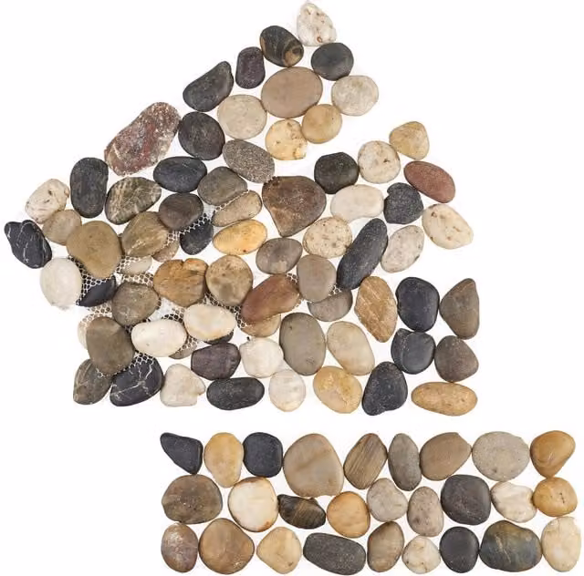 mysmartbuy 4-Pack Natural Stone Pebble Edging Strips in Brown and Multicolour, W/H: 30 x 10 cm each