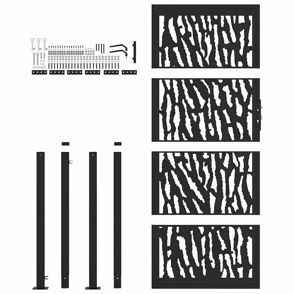 Berkfield Home Black Steel Garden Gate, W: 105 cm, H: 205 cm – 3
