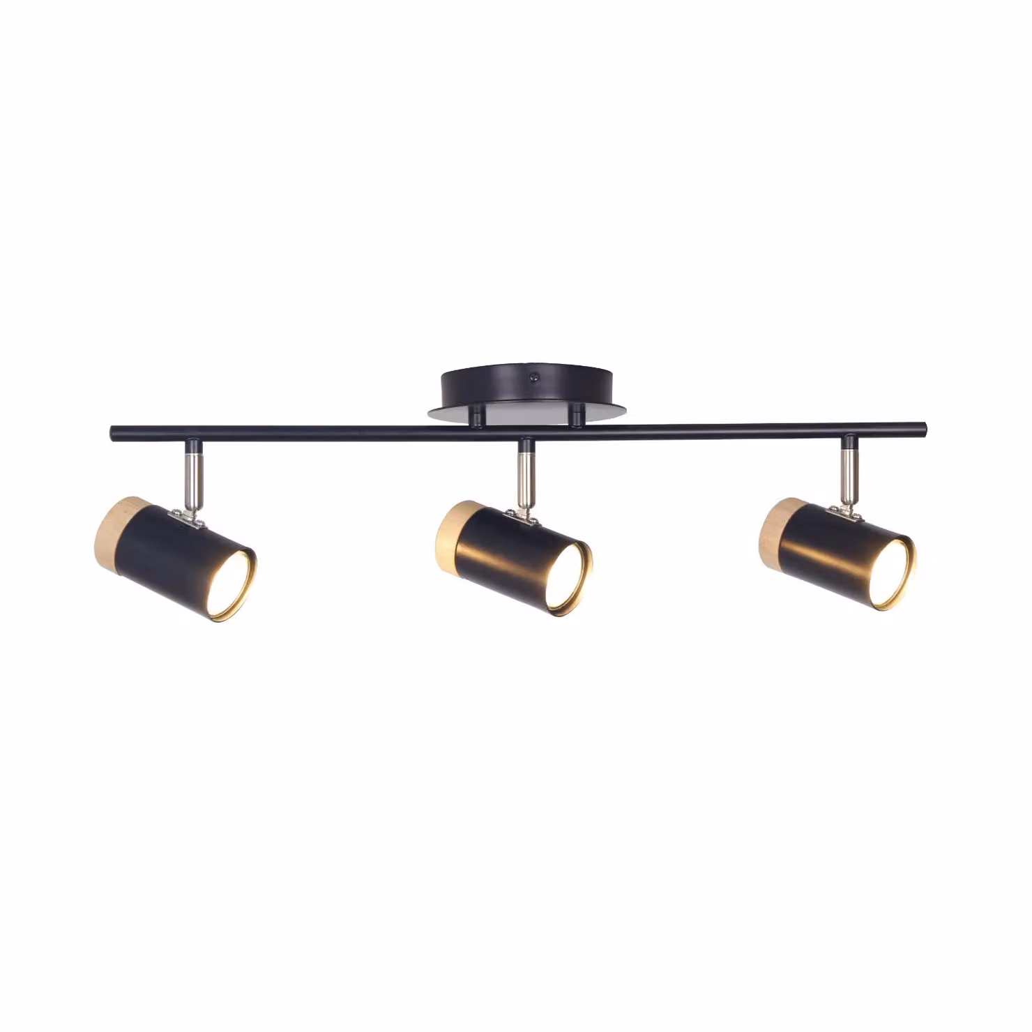 First Choice Lighting Stratton Three Way Spotlight in Black with Wood Detail, Adjustable and Dimmable – 2