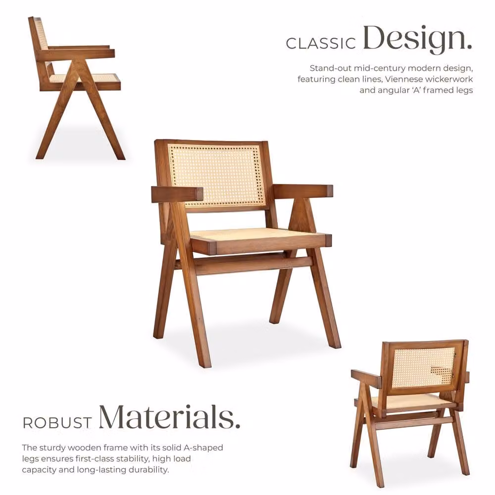 tectake Lizzy Dining Chair Set of 6 in Dark Brown with Oak Wood and Fabric – 3