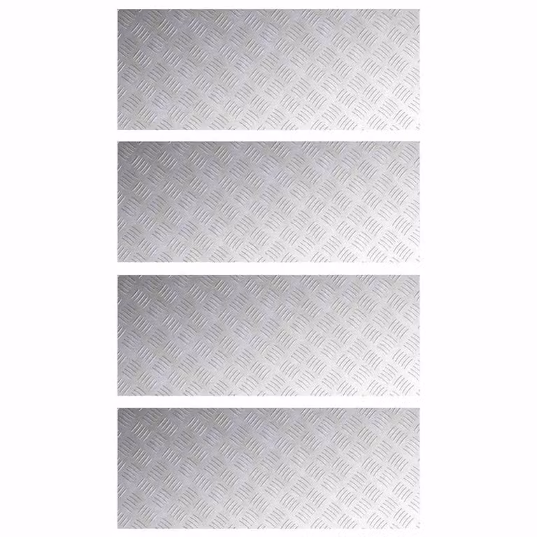 Berkfield Home Anti-Slip Aluminum Checker Plates, Grey, 4 Pieces, W: 100 cm, D: 40 cm