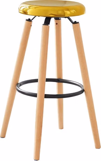 SoBuy Modern Gold Bar Stool with Beech Wood Frame and Metal Seat