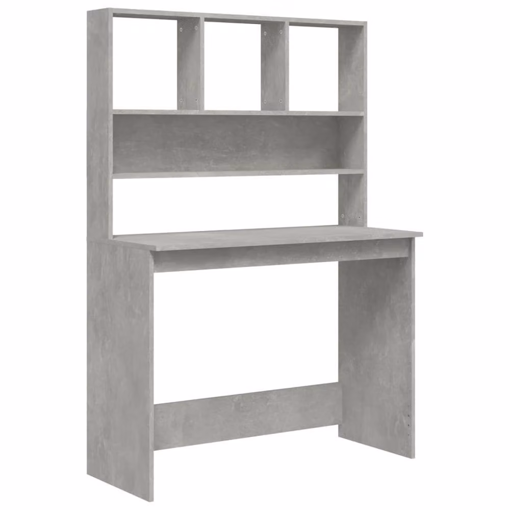 Berkfield Home Engineer Decorative Writing Desk with Shelves in Concrete Grey, W: 102 cm, D: 45 cm, H: 148 cm – 2