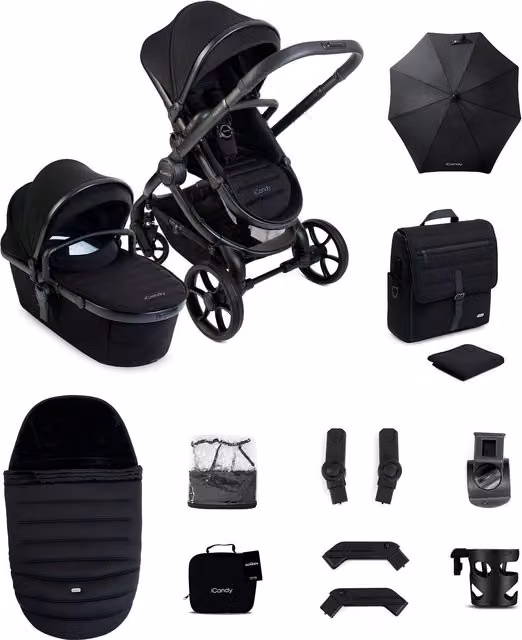 iCandy Peach 8 Complete 3-in-1 Convertible Kombi Bundle in Black