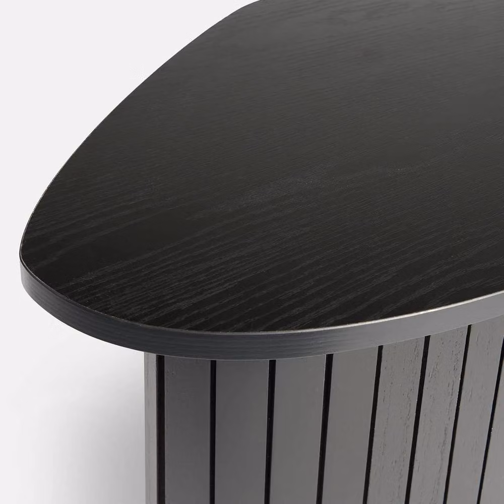 VOGREX Modern Ribbed Black Wooden Coffee Table, W/D/H: 55 x 39 x 41 cm – 3